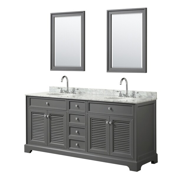 Tamara 72-inch Dark Gray Double Vanity, Oval Sinks, 24-inch Mirrors
