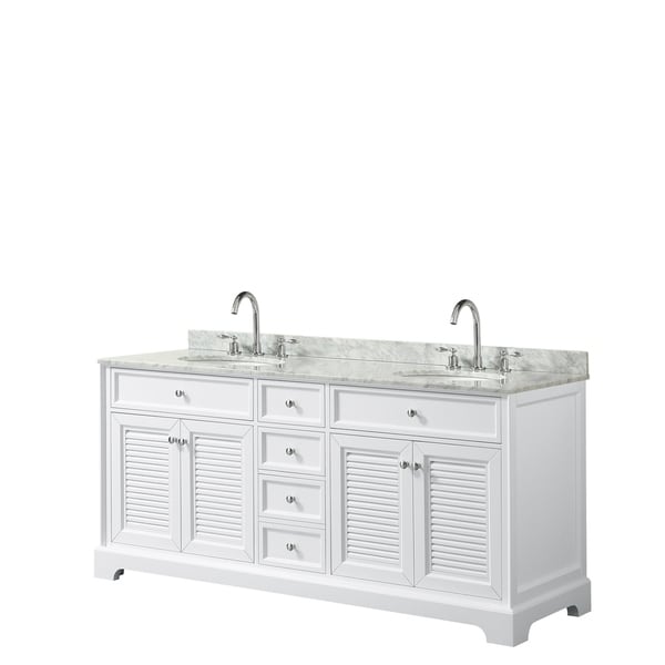 Tamara 72-inch White Double Vanity, Oval Sinks, No Mirror