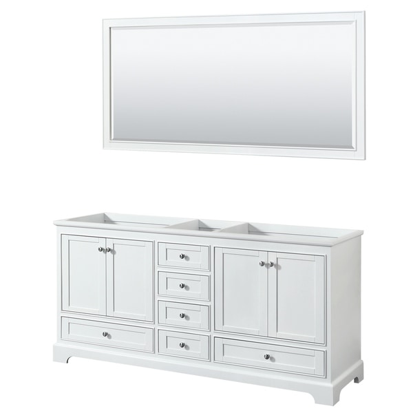 Deborah 72-inch White Double Vanity Cabinet, 70-inch Mirror