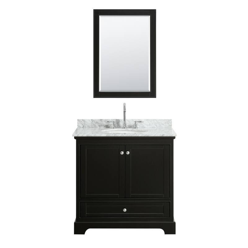 Deborah 36-inch Dark Espresso Single Vanity, Oval Sink, Med Cab