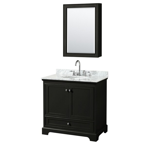 Deborah 36-inch Dark Espresso Single Vanity, Oval Sink, Med Cab