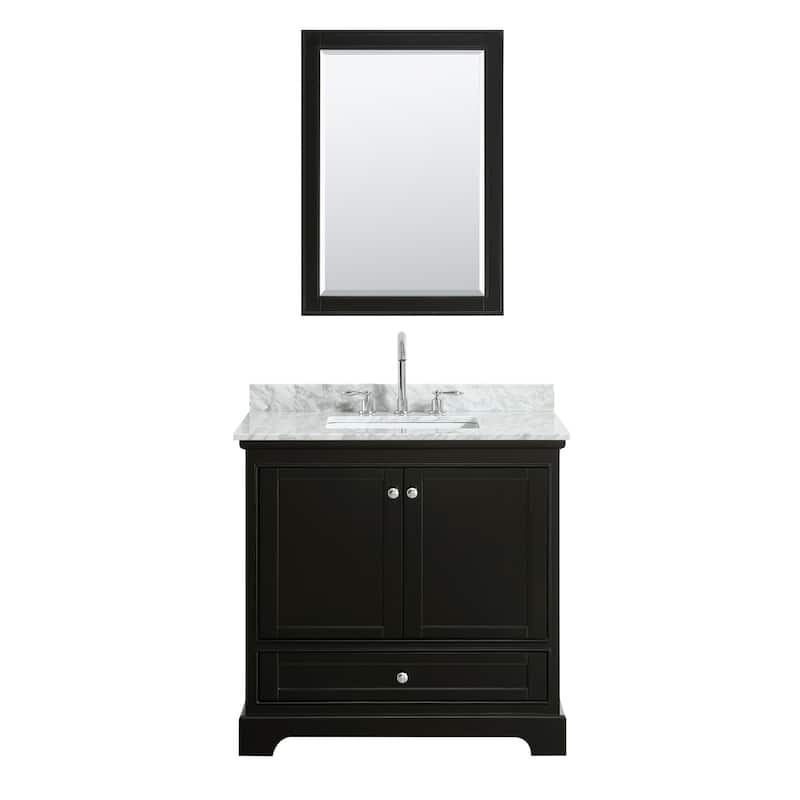 Deborah 36-inch Dark Espresso Single Vanity, Square Sink, Med Cab