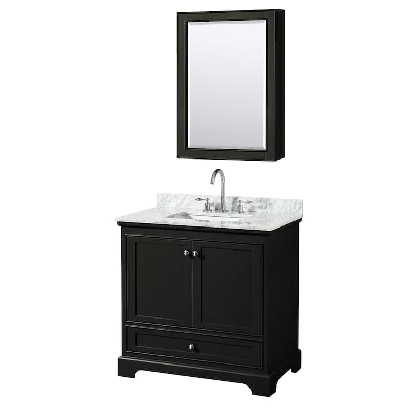 Deborah 36-inch Dark Espresso Single Vanity, Square Sink, Med Cab