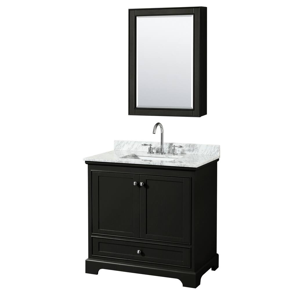 Deborah 36-inch Dark Espresso Single Vanity, Square Sink, Med Cab