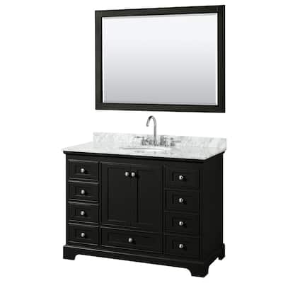 Deborah 48-inch Dark Espresso Single Vanity, Oval Sink, 46-inch Mirror