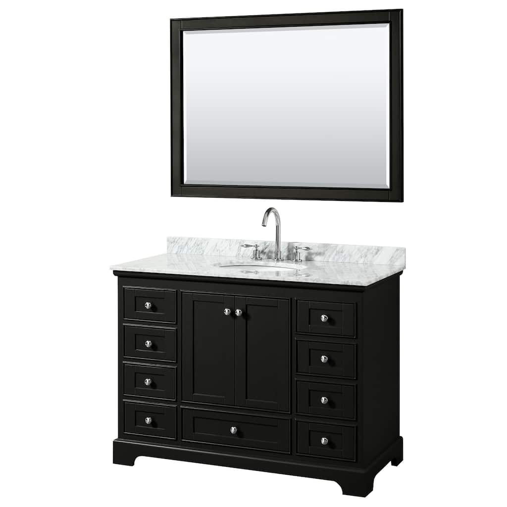 Deborah 48-inch Dark Espresso Single Vanity, Oval Sink, 46-inch Mirror