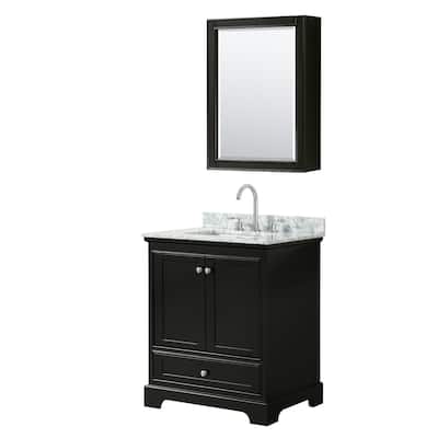 Deborah 30-inch Dark Espresso Single Vanity, Square Sink, Med Cab