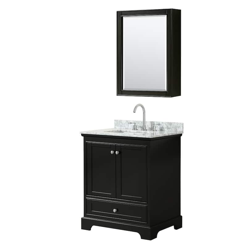 Deborah 30-inch Dark Espresso Single Vanity, Square Sink, Med Cab