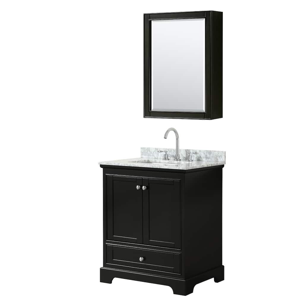 Deborah 30-inch Dark Espresso Single Vanity, Square Sink, Med Cab