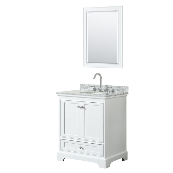 Deborah 30-inch White Single Vanity, Oval Sink, 24-inch Mirror
