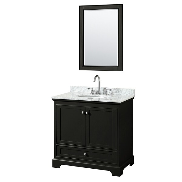 Deborah 36-inch Dark Espresso Single Vanity, Oval Sink, 24-inch Mirror