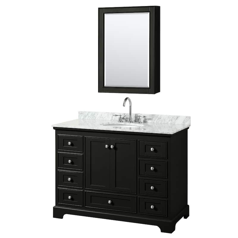 Deborah 48-inch Dark Espresso Single Vanity, Oval Sink, Med Cab
