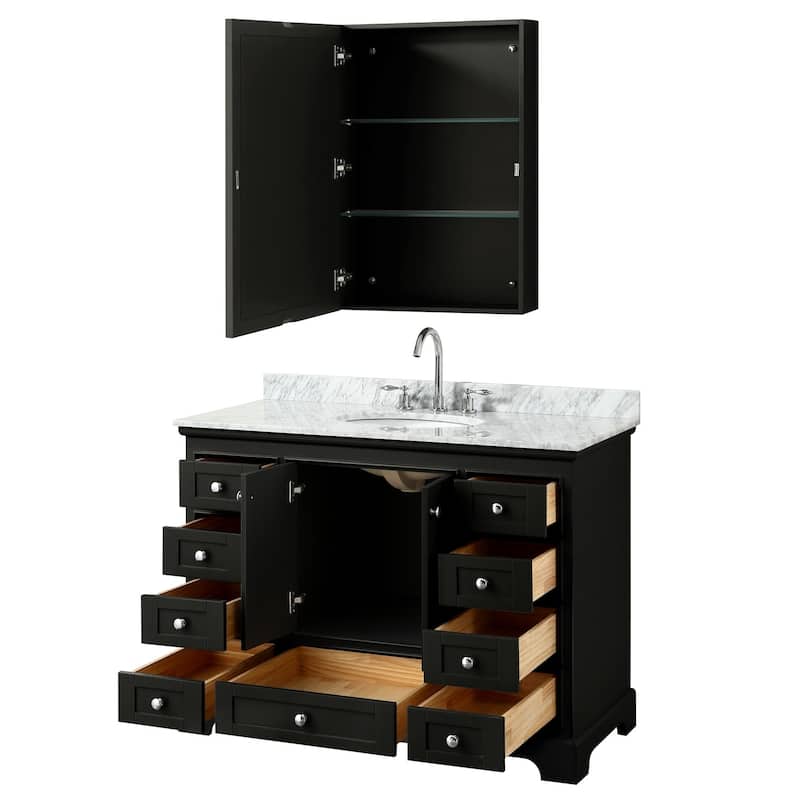 Deborah 48-inch Dark Espresso Single Vanity, Oval Sink, Med Cab