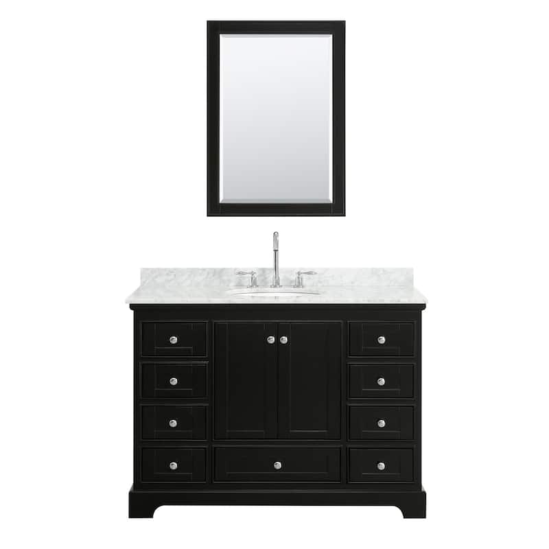 Deborah 48-inch Dark Espresso Single Vanity, Oval Sink, Med Cab