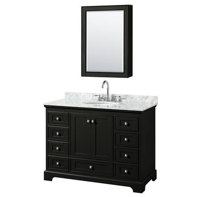 Deborah 48-inch Dark Espresso Single Vanity, Oval Sink, Med Cab
