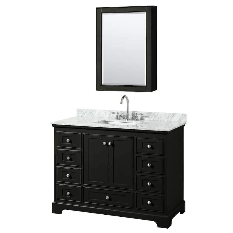 Deborah 48-inch Dark Espresso Single Vanity, Square Sink, Med Cab