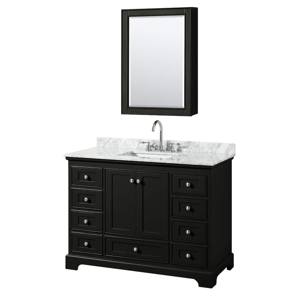 Deborah 48-inch Dark Espresso Single Vanity, Square Sink, Med Cab
