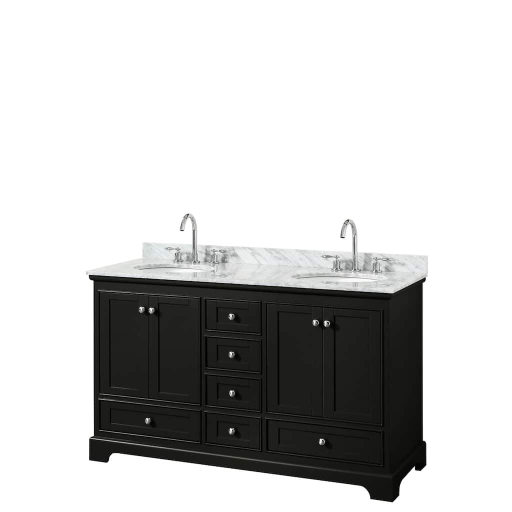 Deborah 60-inch Dark Espresso Double Vanity, Oval Sinks, No Mirrors