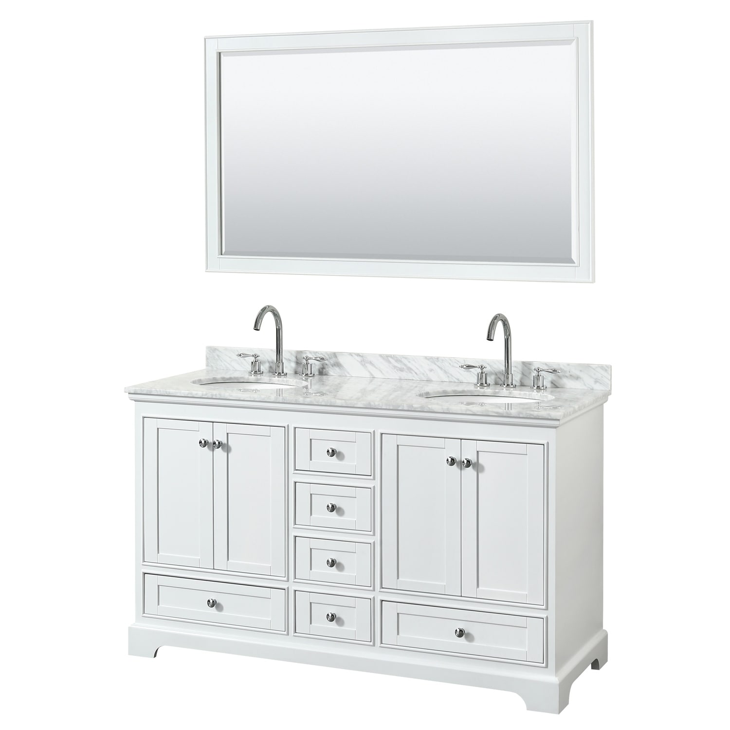 Shop Black Friday Deals On Deborah 60 Inch White Double Vanity Oval Sinks 58 Inch Mirror Overstock 25430034