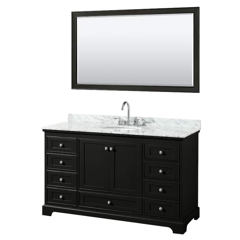 Deborah 60-inch Dark Espresso Single Vanity, Oval Sink, 58-inch Mirror