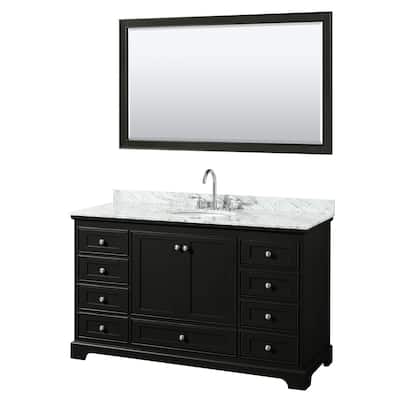 Deborah 60-inch Dark Espresso Single Vanity, Oval Sink, 58-inch Mirror