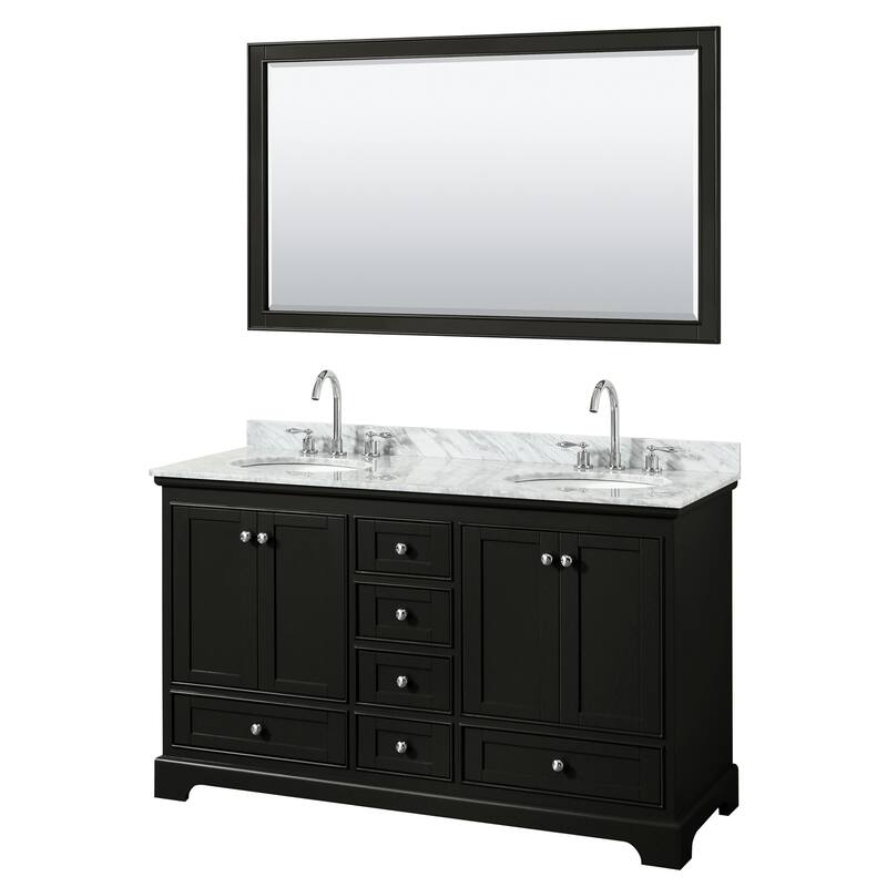 Deborah 60-inch Dark Espresso Double Vanity,Oval Sinks,58-inch Mirror