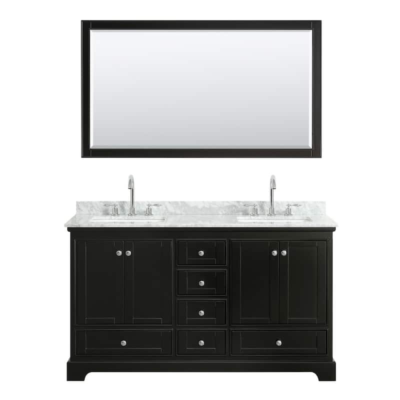 Deborah 60-inch Dark Espresso DBL Vanity, Square Sinks,58-inch Mirror