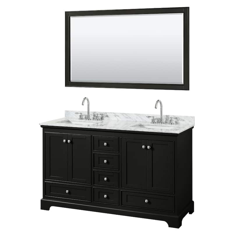 Deborah 60-inch Dark Espresso DBL Vanity, Square Sinks,58-inch Mirror