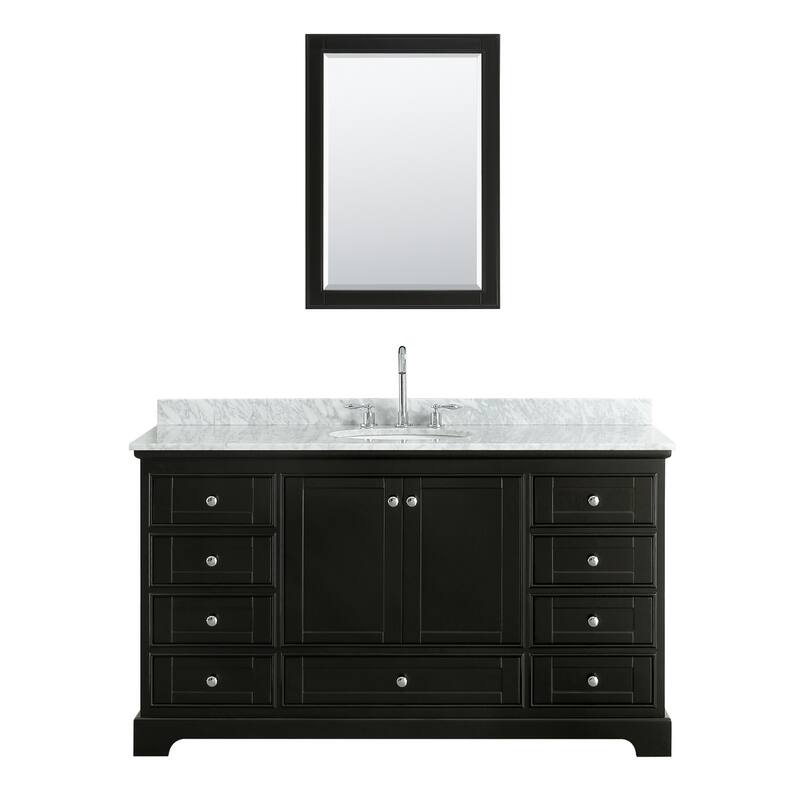 Deborah 60-inch Dark Espresso Single Vanity, Oval Sink, Med Cab
