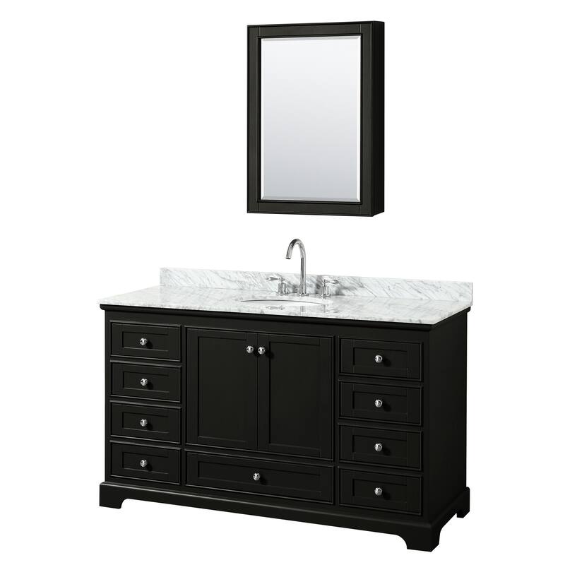 Deborah 60-inch Dark Espresso Single Vanity, Oval Sink, Med Cab