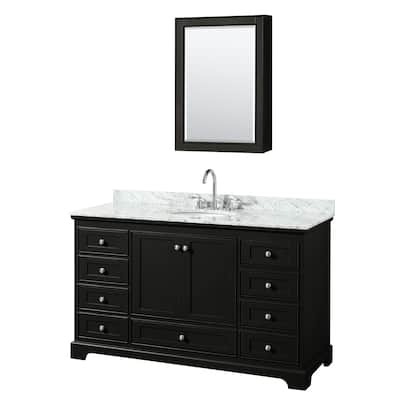 Deborah 60-inch Dark Espresso Single Vanity, Oval Sink, Med Cab