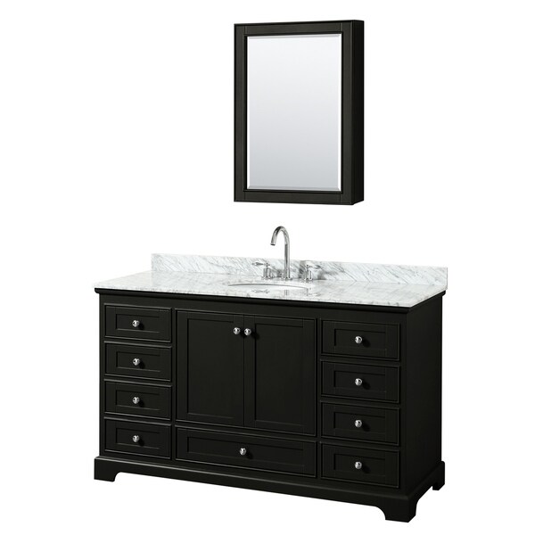 Deborah 60-inch Dark Espresso Single Vanity, Oval Sink, Med Cab