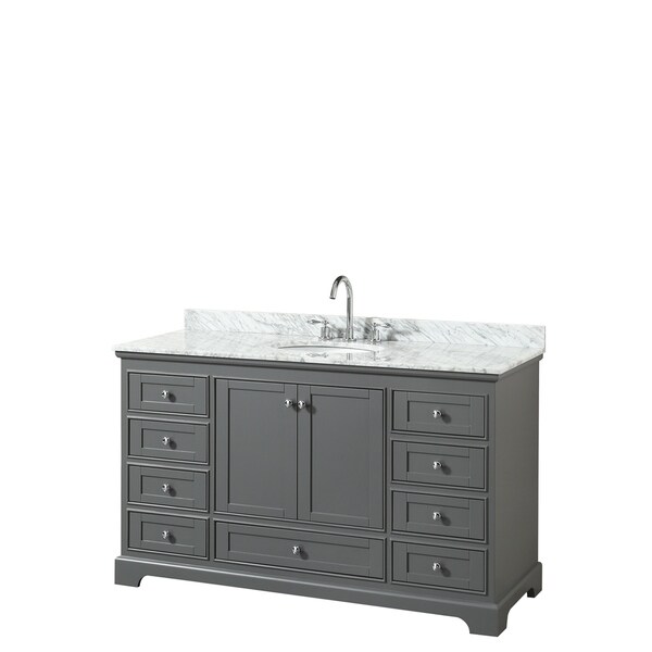 Deborah 60-inch Dark Gray Single Vanity, Oval Sink, No Mirror