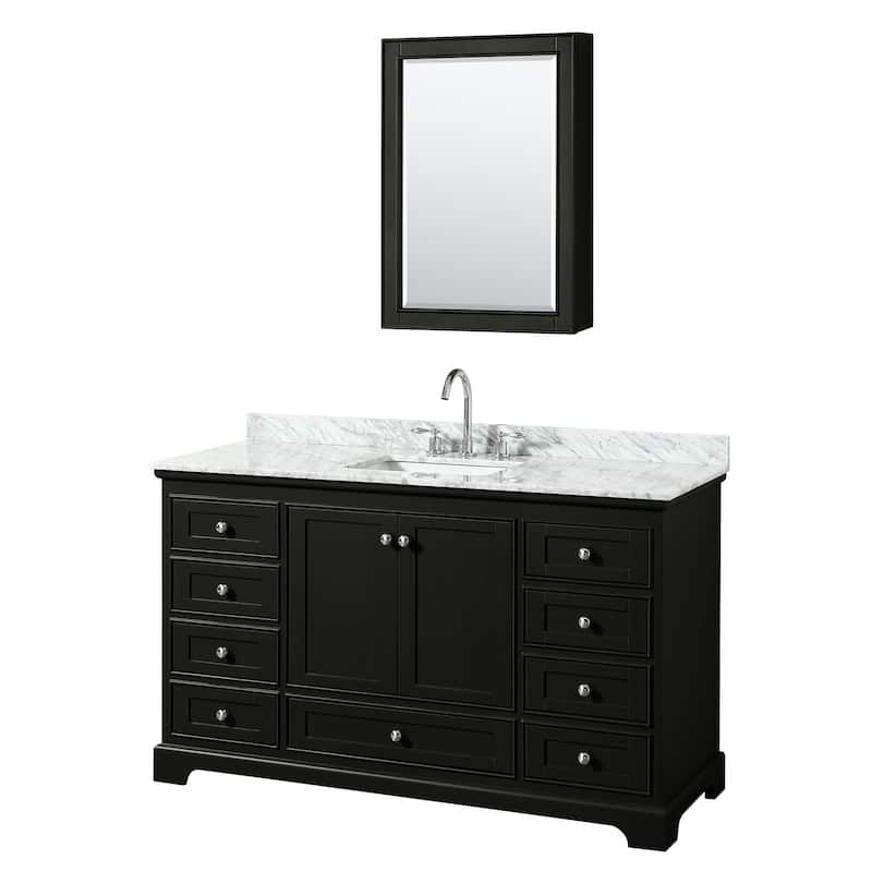 Deborah 60-inch Dark Espresso Single Vanity, Square Sink, Med Cab
