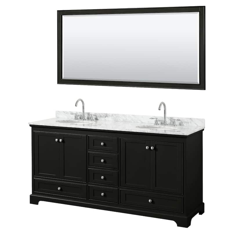 Deborah 72-inch Dark Espresso Double Vanity, Oval Sinks,70-inch Mirror