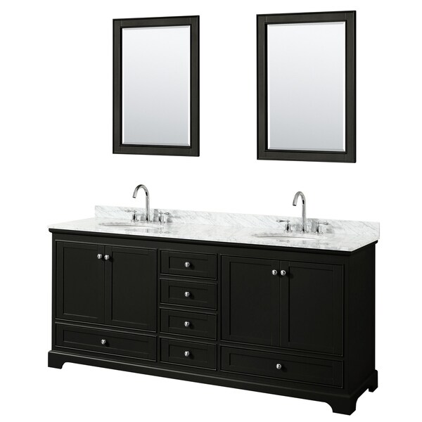 Deborah 80-inch Dark Espresso Double Vanity,Oval Sinks,24-inch Mirrors