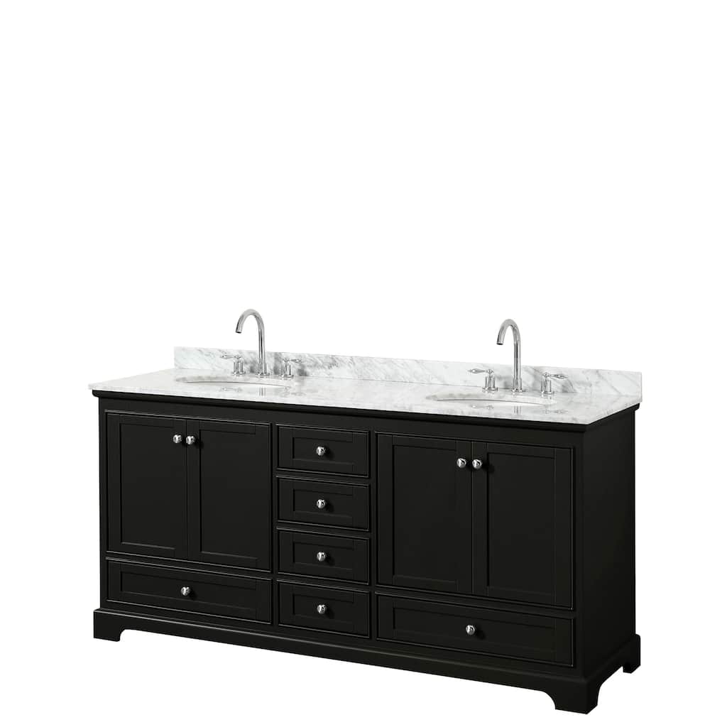 Deborah 72-inch Dark Espresso Double Vanity, Oval Sinks, No Mirrors
