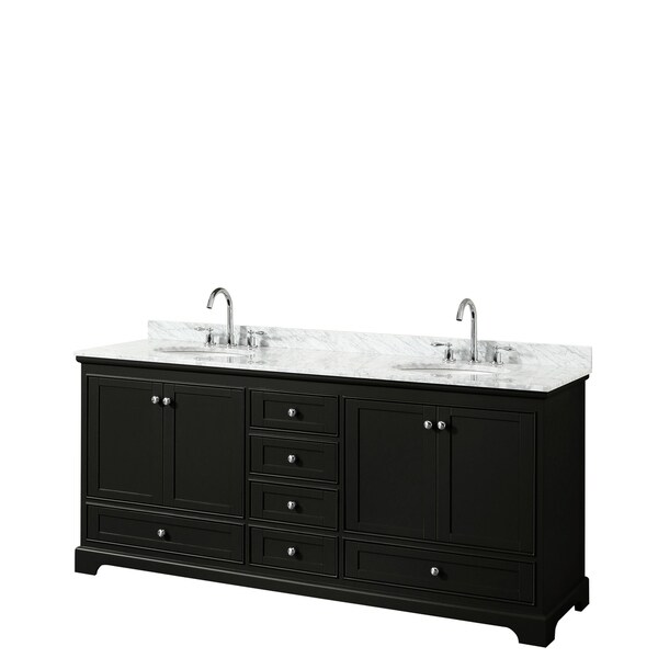 Deborah 80-inch Dark Espresso Double Vanity, Oval Sinks, No Mirrors