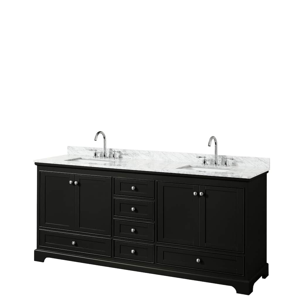 Deborah 80-inch Dark Espresso Double Vanity, Square Sinks, No Mirrors