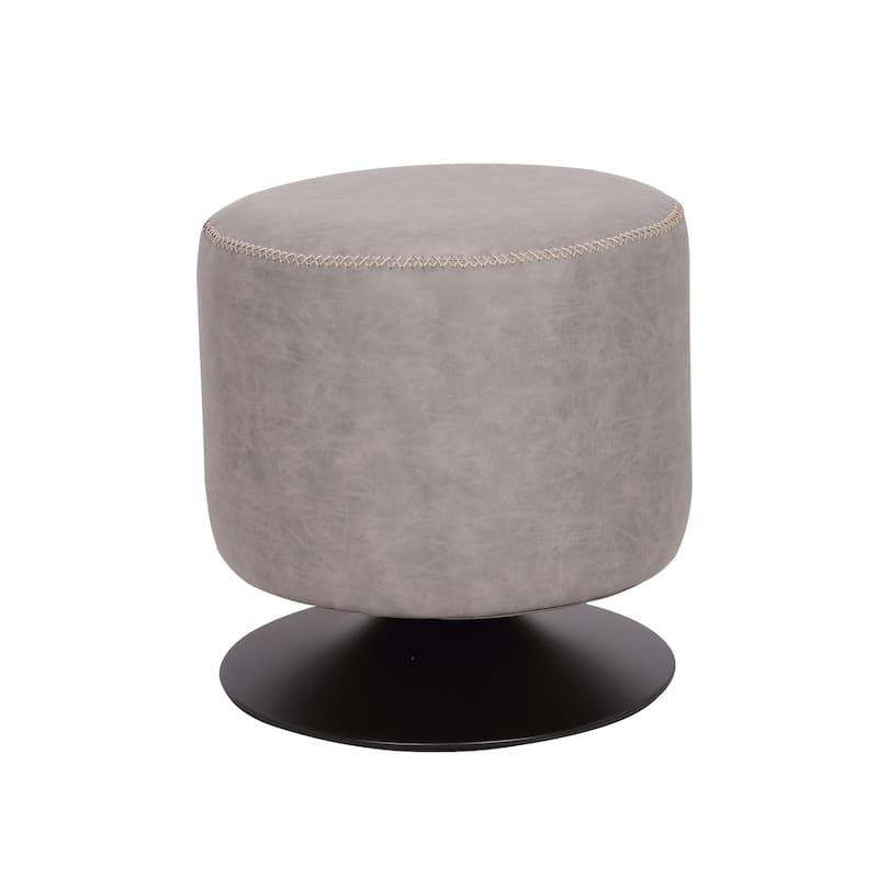 Somette 5305 Round Vintage Upholstered Ottoman - Ash