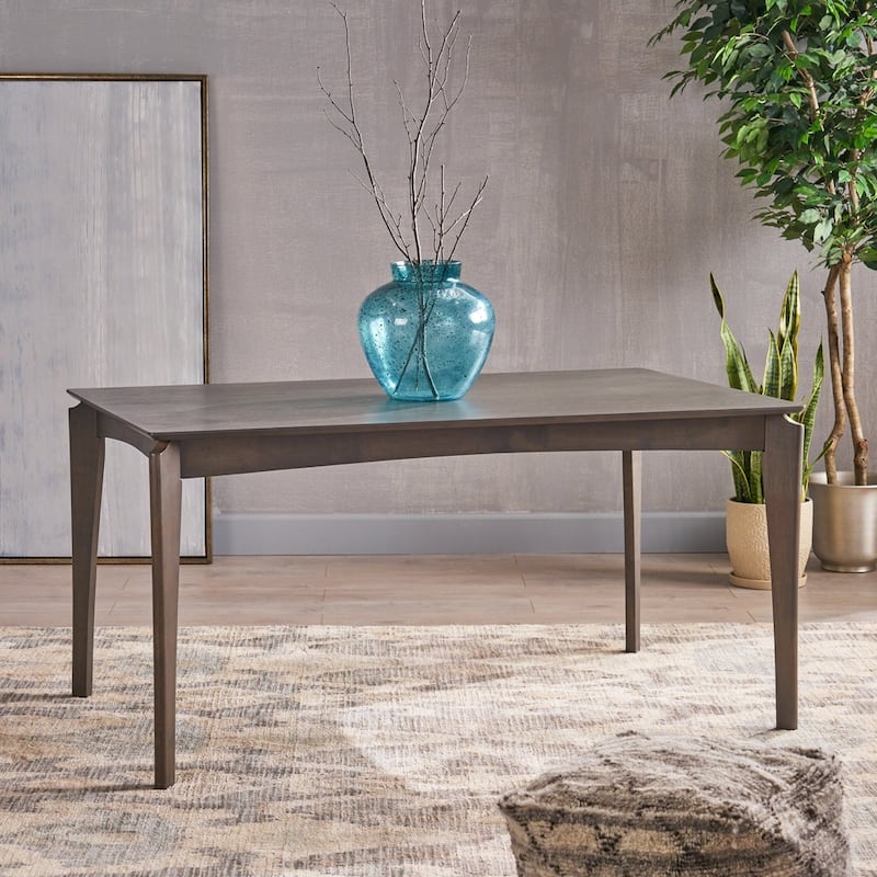 Wren Mid-Century 6-Seater Rubberwood Dining Table with Walnut Veneer by Christopher Knight Home