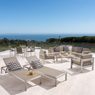Cape Coral Outdoor Dining Set + Sectional Sofa Set + Club Chairs + Chaise Lounges + Coffee Table by Christopher Knight Home