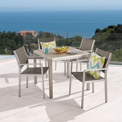 Cape Coral Outdoor 4-Seater Aluminum and Tempered Glass Dining Set by Christopher Knight Home