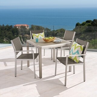 Cape Coral Outdoor 4-Seater Aluminum and Tempered Glass Dining Set by Christopher Knight Home