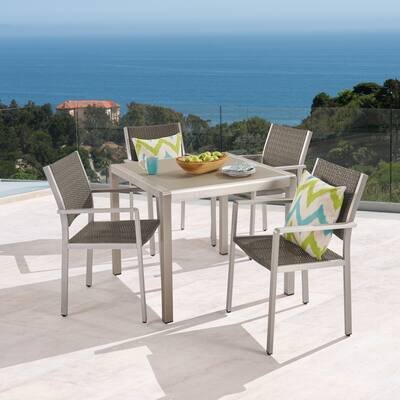 Cape Coral Outdoor 4-Seater Aluminum and Tempered Glass Dining Set by Christopher Knight Home