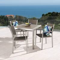 Cape Coral Outdoor 4-Seater Aluminum and Faux Wood Dining Set by Christopher Knight Home