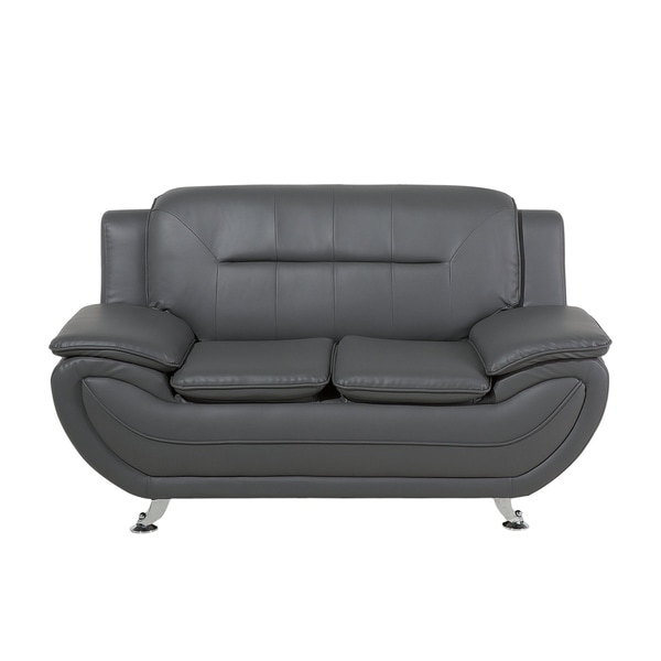 2 Seater Faux Leather Sofa Gray Leira On Free