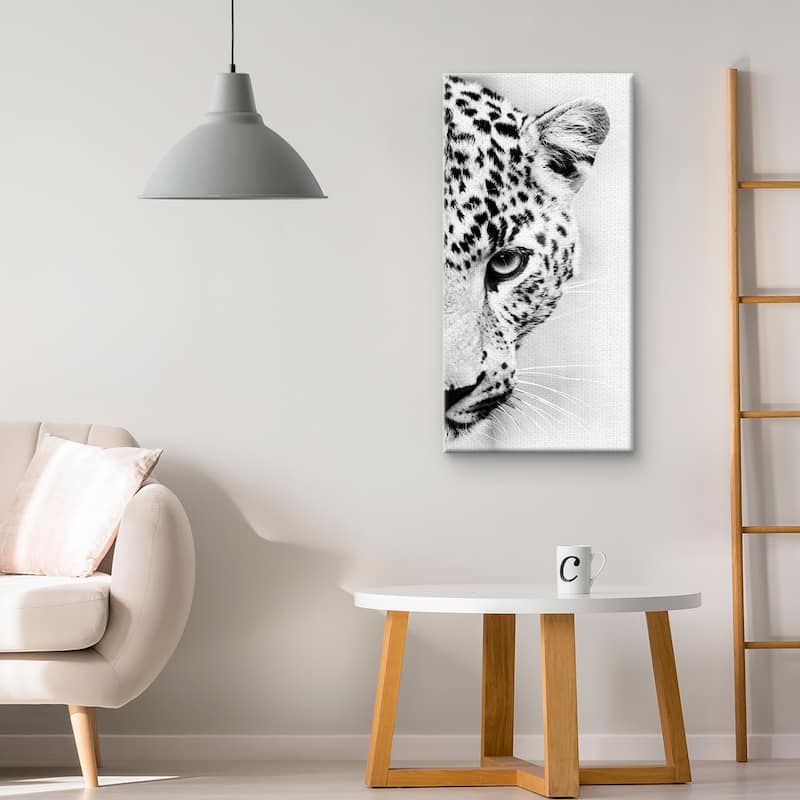 Masterpiece Art Gallery Leopard Crop by Belle Maison Black and White Canvas Photo Art Print