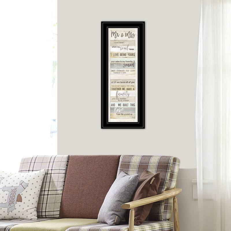 TrendyDecor4U Contemporary "Mr and Mrs" Framed Print Wall Art by Marla Rae 11 x 27 Bed Bath