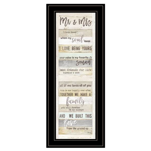 slide 1 of 2, "Mr and Mrs" By Marla Rae, Ready to Hang Framed print, White Frame - 11 x 27